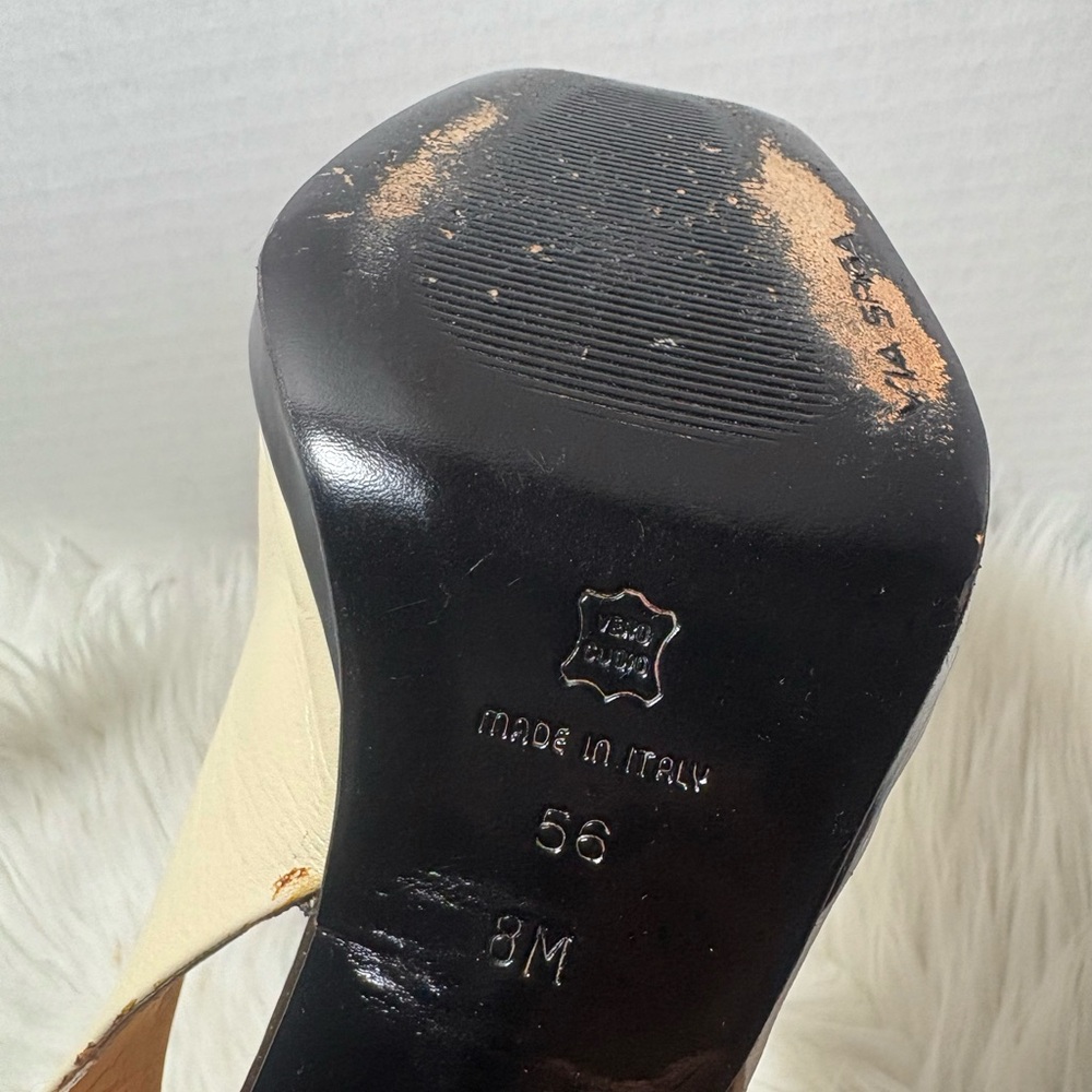 VIA SPIGA Vintage Black and Cream Leather Slingback Heels - Picture 8 of 11
